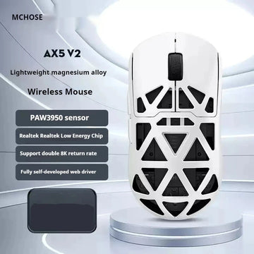 MCHOSE AX5 V2 Kabellose Gaming-Maus Tri-Mode Magnesiumlegierung Paw3950-Sensor Dual 8k Polling Rate Leichtgewicht